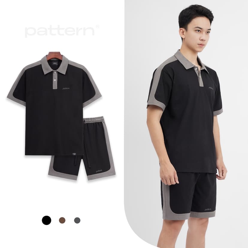 Ảnh Bộ Polo Cotton Cộc Tay Ver2 Thêu Ngực PATTERN PB010 2
