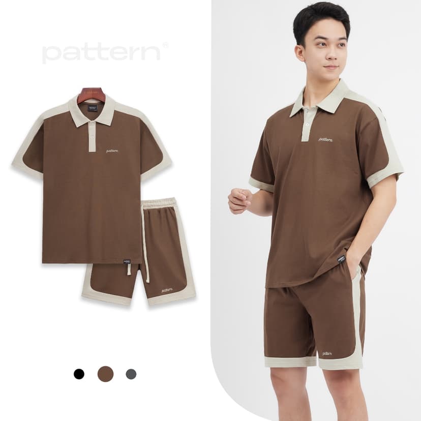 Ảnh Bộ Polo Cotton Cộc Tay Ver2 Thêu Ngực PATTERN PB010 3