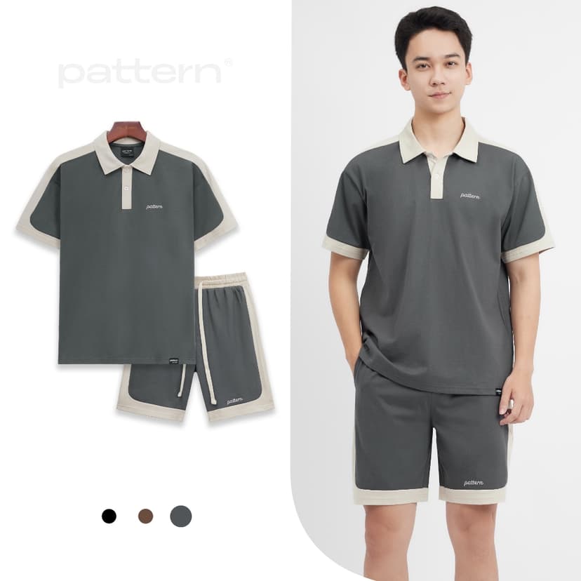 Ảnh Bộ Polo Cotton Cộc Tay Ver2 Thêu Ngực PATTERN PB010 4