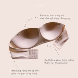 Thumbnail Áo Quây Cup Ngang Không Gọng Đệm Mỏng 0.5cm Có Viền Silicon Chống Tụt Mặc Váy Áo Trễ Vai Loirechic BRQ02 1