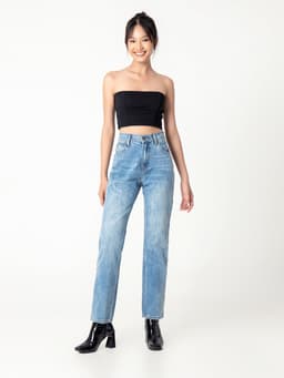 Thumbnail Quần jean ống đứng nữ lưng cao classic straight Aaa Jeans 4
