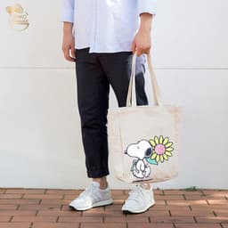 Thumbnail Túi Tote Canvas GINKO Unisex Có Dây Kéo Khóa ( túi con) Phong Cách Hàn Quốc In Hình Snoopy- Hoa 4