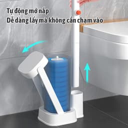 Thumbnail Bộ cọ vệ sinh dùng một lần gắn tường, cọ toilet xoay 360 độ thế hệ mới có đầu thay thế 3
