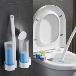 Thumbnail Bộ cọ vệ sinh dùng một lần gắn tường, cọ toilet xoay 360 độ thế hệ mới có đầu thay thế 2