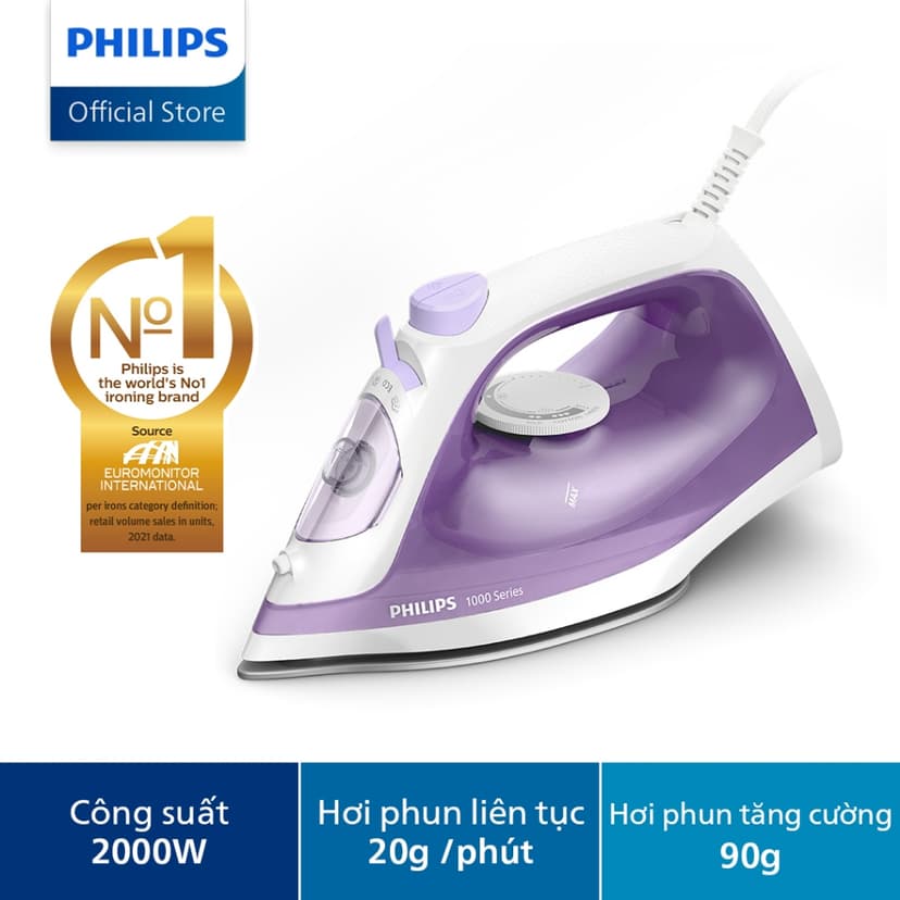 Ảnh BÀN ỦI HƠI NƯỚC Philips DST1040/30 | 2000W | mặt đế chống dính - Hàng Chính Hãng 1