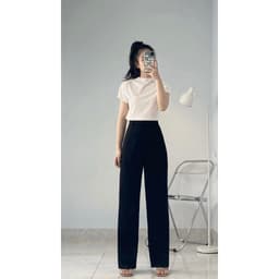 Thumbnail Quần công sở nữ ống suông lưng cao EMIX quan09/P0K1 2