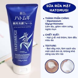 Thumbnail Sữa rửa mặt chiết xuất Ý Dĩ Hatomugi Cleansing Facial Foam dưỡng ẩm dưỡng trắng da Nhật Bản 130g, 170g 4