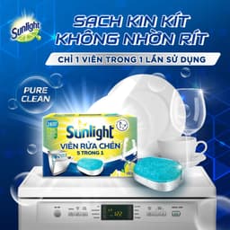Thumbnail Hộp Viên Rửa Chén Bát Sunlight 5 in 1 Dành Cho Máy Rửa Chén (28 Viên/Hộp) 3