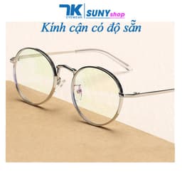 Thumbnail Kính cận có độ 0 - 6 độ nam nữ mắt tròn, gọng kim loại 7K3019. Tròng 0 độ chống ánh sáng xanh tia UV 4