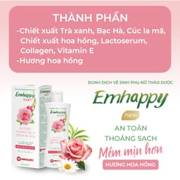 Thumbnail Dung dịch vệ sinh phụ nữ Emhappy Silky Nam Dược hương hoa hồng chai 120ml 2