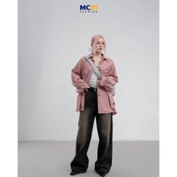 Thumbnail Quần jeans cạp trễ MC21.STUDIOS dáng dài ống suông rộng Unisex Ulzzang Streetwear Hàn Quốc Q4107 2