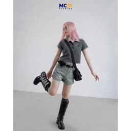Thumbnail Quần sooc jeans nữ MC21.STUDIOS gập gấu dáng vừa Ulzzang Streetwear Hàn Quốc chất denim bò Q4113 2