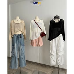 Thumbnail Quần sooc jeans MC21.STUDIOS dáng lửng short Unisex Ulzzang Streetwear Hàn Quốc chất denim bò Q4116 2