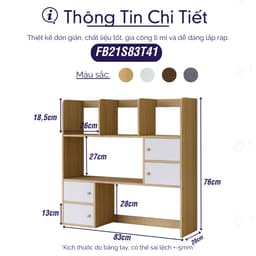 Thumbnail Kệ Sách Để Bàn Học FB21 FIVO Cao Cấp Màu Gỗ Và Walnut , Có Hộc Tủ Gắn Nam Châm, Dễ Dàng Lắp Ráp, Đa Dạng Mẫu Mã, Màu Sắc 2