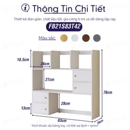 Thumbnail Kệ Gỗ Để Bàn FB21 FIVO Cao Cấp Màu Trắng Và Xám, Decor Bàn Học, Văn Phòng, Hộc Tủ Gắn Nam Châm, Đa Dạng Mẫu Mã, Màu Sắc 2