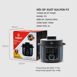Thumbnail Nồi Áp Suất Điện-Nồi Cơm Điện-Nồi Đa Năng Cao Cấp Model P3 4L-800W Chính Hãng KALPEN-GIA DỤNG ĐỨC 3