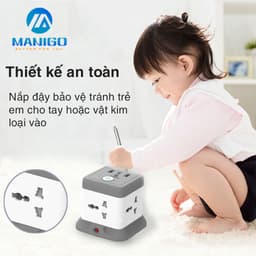 Thumbnail Ổ cắm điện Manigo nhiều ổ cắm 2 cổng USB TypeC công suất 2500W dây dài 2.5m tự ngắt áp BH 18 Tháng 3