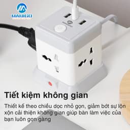 Thumbnail Ổ cắm điện Manigo nhiều ổ cắm 2 cổng USB TypeC công suất 2500W dây dài 2.5m tự ngắt áp BH 18 Tháng 2