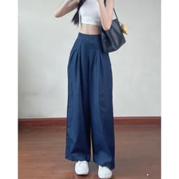 Thumbnail Quần jean giấy (quần giả bò) cạp chun ống suông rộng EMIX Quangiabo064/P6K4 1