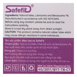 Thumbnail Bao Cao Su SAFEFIT PROLONG Kéo Dài Thời Gian Ôm Trọn Hộp 3 Bao 3