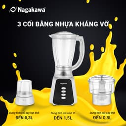 Thumbnail Máy xay sinh tố đa năng Nagakawa NAG0819 (500W) - 3 cối xay - Lưỡi dao 4 cánh sắc bén - Bảo hành chính hãng 12 tháng 1