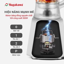 Thumbnail Máy xay sinh tố đa năng Nagakawa NAG0819 (500W) - 3 cối xay - Lưỡi dao 4 cánh sắc bén - Bảo hành chính hãng 12 tháng 2
