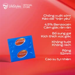 Thumbnail Bao cao su gân gai, nhiều gel bôi trơn, kéo dài thời gian LifeStyles Epic hộp 12 bao 2