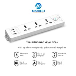 Thumbnail Ổ Cắm Điện Đa Năng Tích Hợp Cổng USB Manigo 4 Lỗ Cắm Đầu 3 Công Suất 2500W BH 18 Tháng 2