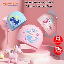 Thumbnail Mũ Bơi Cho Bé, Nón Bơi Silicon Trẻ Em Chống Nước Chính Hãng Amalife Siêu Bền, Co Giãn Cho Bé Trai Và Bé Gái 1