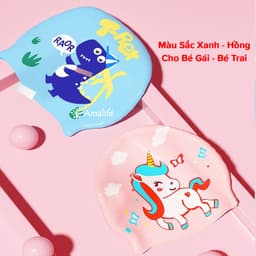 Thumbnail Mũ Bơi Cho Bé, Nón Bơi Silicon Trẻ Em Chống Nước Chính Hãng Amalife Siêu Bền, Co Giãn Cho Bé Trai Và Bé Gái 2