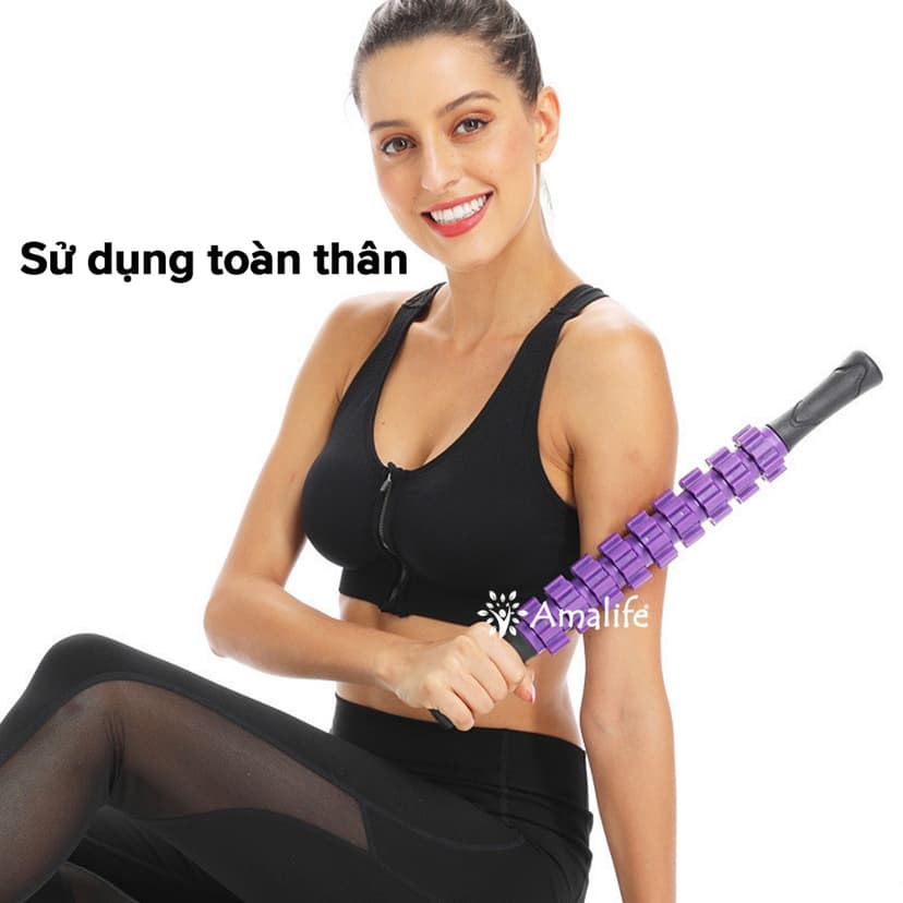 Ảnh Con Lăn 9 Răng, Gậy Lăn Massage Roller Stick Giãn Cơ Mát Xa Tập Yoga Thư Giãn Toàn Thân Đa Năng Chính Hãng Amalife 4