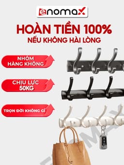Thumbnail Móc Treo Gắn Tường ENOMAX Siêu Chắc, Treo Đồ Đa Năng, Chất Liệu Thép Carbon, Chịu Lực 50kg,  Đi Kèm Keo Dán, Ốc Vít 2