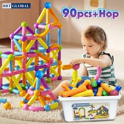 Thumbnail Tặng hộp nhựa- Đồ chơi xếp hình nam châm thông minh đa dạng màu sắc 130 chi tiết 2