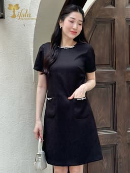 Thumbnail Đầm suông, Đầm váy đen bigsize TIFALU - ZOL320BLK 3