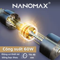 Thumbnail Quạt Cây Đứng Tuần Hoàn Không Khí NANOMAX QN-08, Công Suất 60W, Tùy Chỉnh Độ Cao 3 Mức, Tặng Kèm Điều Khiển Từ Xa 2
