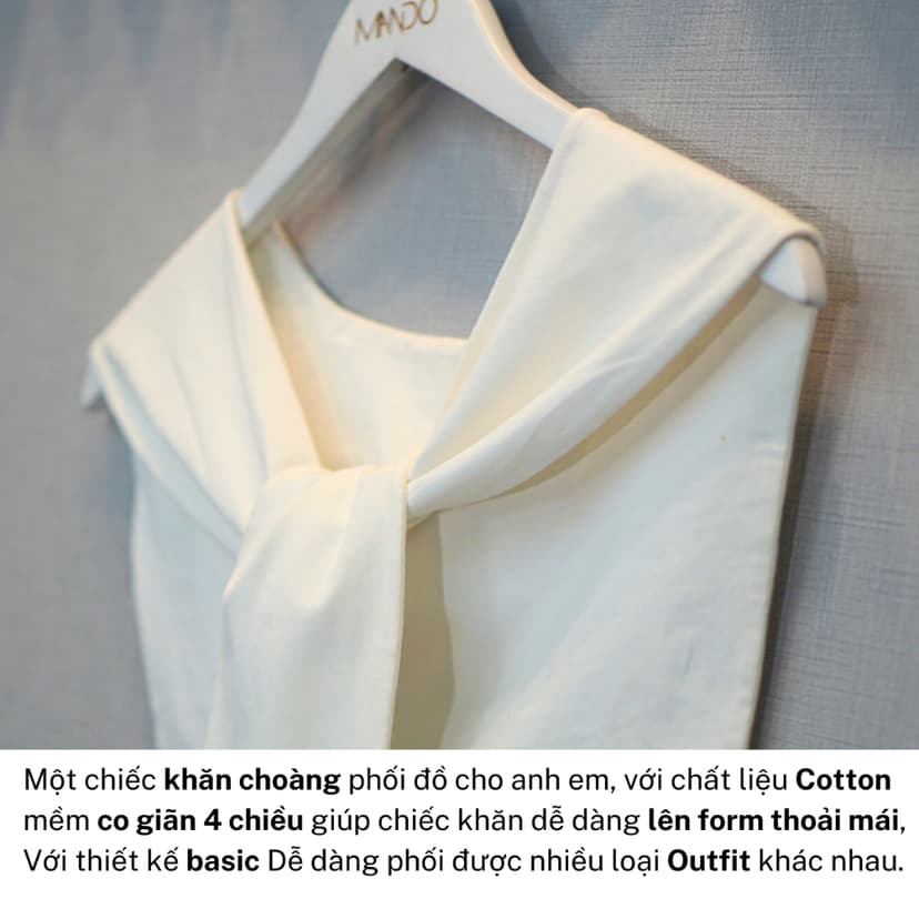 Ảnh Khăn Choàng Phối Đồ "Không Kèm Áo" MANDO Chất Liệu vải Mỏng Mềm Mịn Thoáng Mát Dễ Phối Đồ PKN134 2