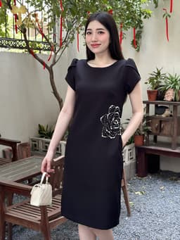 Thumbnail TIFALU - Đầm dáng suông thiết kế dự tiệc màu đen kết đá sang trọng - TFL943BLK 1