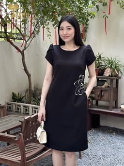 Thumbnail TIFALU - Đầm dáng suông thiết kế dự tiệc màu đen kết đá sang trọng - TFL943BLK 3
