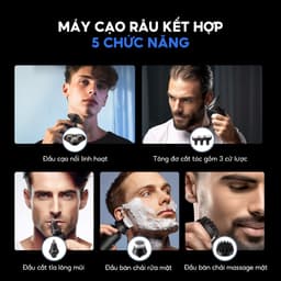 Thumbnail Máy cạo râu Enchen X8S-C đa năng 5 in 1, đầu nổi 3D lưỡi dao kép mỏng, chống nước IPX7 - BH 6 tháng 3