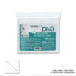 Thumbnail Tăm bông ráy tai Diva 100% Bông Tự Nhiên Túi 200 cây 2