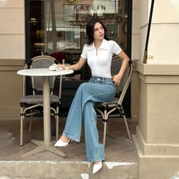 Thumbnail Quần jean KAYLIN form suông ống rộng chất vải denim mềm dầy dặn phong cách - N2235 2