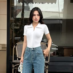 Thumbnail Áo thun KAYLIN form polo phối khóa kéo chất vải thun co giản phong cách thanh lịch thời trang - N2220 2