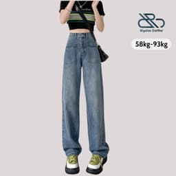 Thumbnail Quần jean Bigsize Cô Nhỏ ống suông cạp cao phong cách trẻ trung năng động cho nàng chubby J9 1