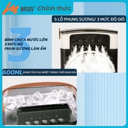 Thumbnail Quạt Điều Hoà Phun Sương Mini Modi Solar, Quạt Hơi Nước Có Khay Đá Dung Tích 600ml 4