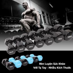 Thumbnail Tạ Tay Tập Gym Yoga Boxing Thể Dục Tại Nhà 0,5kg 1kg 1,5kg 2kg Lõi Gang Bọc Cao Su Nhựa Chống Xước Vỡ Sàn Nhà - Amalife 4
