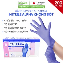 Thumbnail Găng tay cao su Saraya Nitrile Alpha, Không Bột, Màu Xanh Tím, dùng trong thực phẩm, vệ sinh y tế - 200 Chiếc/Hộp 2