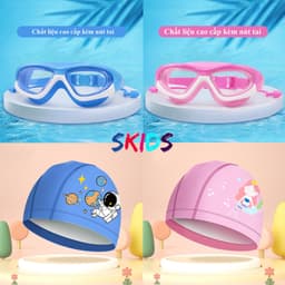 Thumbnail Kính bơi cho bé trai gái SKIDS mũ bơi trẻ em cao cấp chống nước sương mù kèm nút bịt tai 1