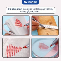 Thumbnail Bút lông dầu 2 đầu bút Thiên Long PM-04 bám dính tốt trên các vật liệu: Giấy, gỗ,nhựa, thủy tinh, gốm, sứ, đĩa CD 4