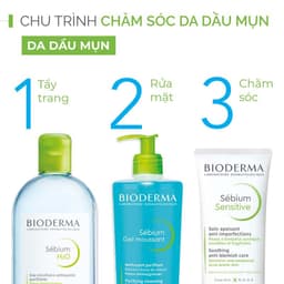 Thumbnail Bộ nước tẩy trang và làm sạch cho da dầu mụn Bioderma Sebium H2O 500ml và Gel rửa mặt 500ml 3