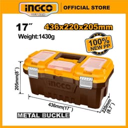 Thumbnail Hộp nhựa đựng công cụ 17" INGCO PBX1701 khóa nhựa | PBX1702 17'' PBX1402 14" khóa kim loại chắc bền 2